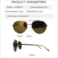 Lunettes de soleil pilote à double pont JJH26035 en métal, monture métallique premium avec texture diamantée, lunettes de soleil OEM et ODM