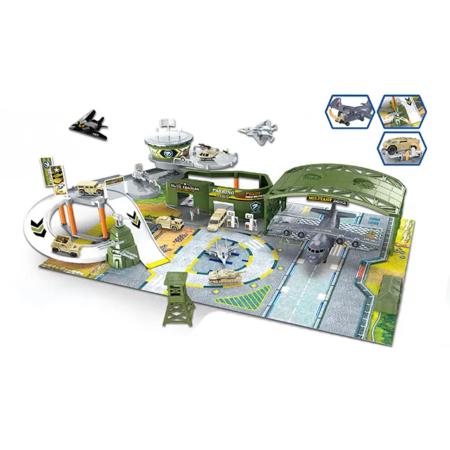 Kinderen Interactieve Assemblage Militaire Commando Station Parkeergarage Set Indoor Game Slot Speelgoed Intelligent Diy Car Track Speelgoed