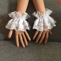 Manchettes en dentelle noire Lolita, manches à volants florales, élégantes, en dentelle élastique, style vintage, pour femmes, pour les goûters