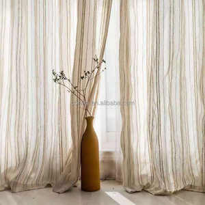 Rideau en polyester et <span class=keywords><strong>lin</strong></span> de style <span class=keywords><strong>japonais</strong></span> Wabi-Sabi, à rayures jacquard, pour la décoration du salon et de la chambre à coucher, draperies transparentes - Product Image 1