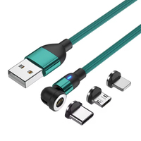 Nouveauté 540 degrés câble de charge Micro USB chargeur magnétique 360 chargeur 3A LED câble de lumière pour accessoires de téléphone