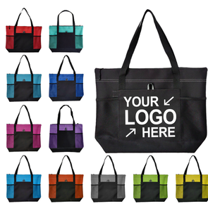 Bolsa de tela Oxford de gran venta con cremallera, bolsa de mano personalizada para mujer con logo impreso personalizado, bolsa de compras. - Product Image 1