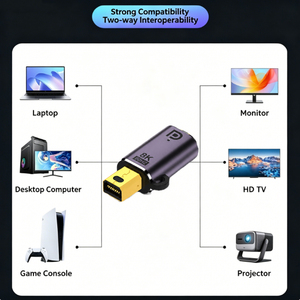 Adaptateur bidirectionnel en aluminium <span class=keywords><strong>DisplayPort</strong></span> mâle vers Mini DP femelle 8K 60Hz pour ordinateur portable, moniteur, projecteur, DP vers Mini DP - Product Image 6