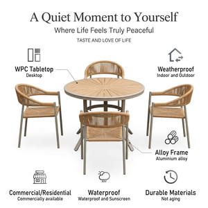Juego de Comedor para Patio Exterior Moderno y Ecológico Meiqi, Mesa y Sillas de Hierro, Juego para Terraza, Balcón, Jardín, Resistente a la Intemperie, Estilo <span class=keywords><strong>Bistro</strong></span> - Product Image 2