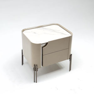 طاولة بجانب السرير عصرية وبسيطة فاخرة مع تشطيب لامع ، لوحة خشبية للمنزل - Product Image 3