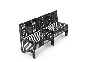 Asientos Públicos para Exteriores de Acero Inoxidable, Banco de Metal Moderno Personalizable con Respaldo, Corte CNC, Aluminio Nuevo - Product Image 5