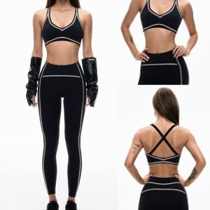 Ensemble de <span class=keywords><strong>yoga</strong></span> pour femmes personnalisé, tendance, <span class=keywords><strong>yoga</strong></span>, pilates, extensible, sans couture, haut de gamme, leggings de haute qualité, <span class=keywords><strong>tenue</strong></span> de sport 2 pièces - Product Image 3