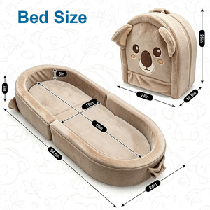 Cuna de Viaje Plegable para Niños, Diseño de Oso, Portátil, con Asa de Transporte y Espacio de Almacenamiento, Venta Directa de Fábrica - Product Image 3