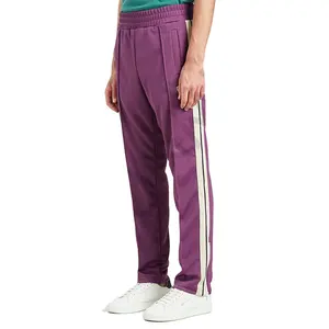 Pantaloni con logo personalizzato e elastico in vita lungo con cerniera laterale a righe laterali da uomo abbigliamento sportivo larghi pantaloni della tuta