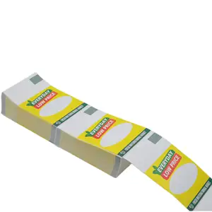 Rouleaux de papier autocollant thermique direct pré-imprimé, étiquettes de prix de promotion d'étagère de magasin personnalisé d'usine pour les supermarchés