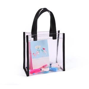 Eco-Friendly Transparent PVC Handbag Clear Promotional Plastic Bags with Handle and Button for Gifts