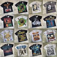 Camiseta de algodón 100% de alto gramaje para hombre, estilo holgado y moderno, con estampado gráfico de grafiti y pedrería, VALLEY Basic