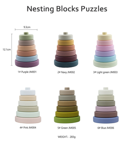 Vente en gros écologique Jouets en silicone arc-en-ciel en arc-en-ciel Jouets en silicone en blocs de construction pour enfants empilables - Product Image 2