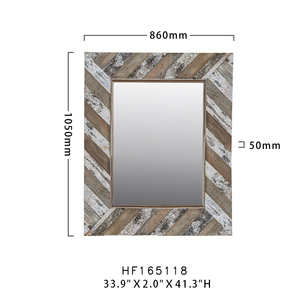 Miroirs muraux rectangulaires encadrés de style rustique pour la décoration de la maison, miroir en écorce - Product Image 3