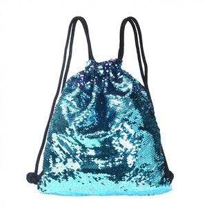 Sac à dos sirène réversible à cordon de serrage avec paillettes scintillantes, sac de sport et de danse brillant, sac de voyage unisexe en polyester imperméable et tendance - Product Image 3