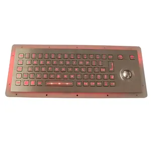 Mini clavier rétroéclairé, compact en acier inoxydable, avec trackball