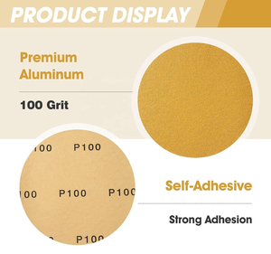 Dischi Abrasivi PSA da <span class=keywords><strong>6</strong></span> Pollici, Grana 100, in Ossido di Alluminio Dorato, 100 Pezzi, Spedizione Gratuita da Magazzino USA, per Levigatrici Roto-Orbitali e DA - Product Image 3