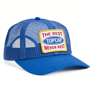 Cappellino Trucker TOPCAP Custom Best Never Rest Full Mesh Snapback a 6 Pannelli, Profilo Medio, con Patch Tessuta, Blu, Traspirante, 100% Poliestere - Product Image 2