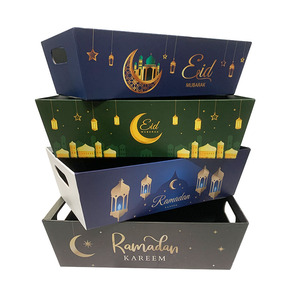 Custom Muslim Eid Ramadan Kareem Design Cardboard Paper Gift Sets Basket Craft Boxes <strong>Tray</strong> <strong>Hamper</strong> - Product Image 5