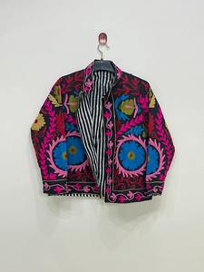 Gilet long pour femme en coton Suzani respirant uni teint, coupe ample et confortable, taille unique - Product Image 3