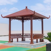 Structure de jardin hexagonale à quatre coins en alliage d'aluminium, écologique, thermolaquée, de style chinois, pour villa de loisirs extérieure