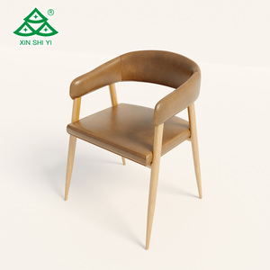 Asiento de cuero y Metal de diseño moderno, silla de restaurante, conjunto de asientos - Product Image 3
