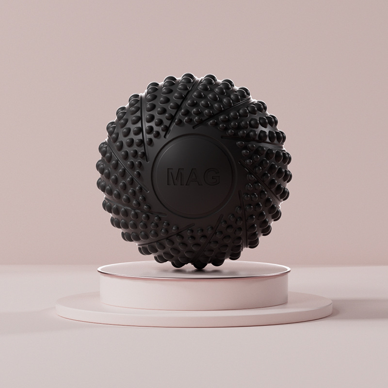 2-Pack Black Spiky Fascia Massage Balls - Portable TPE Foot Arch Muscle Relaxer for Yoga Recovery Trigger Point Therapy
