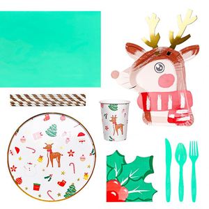 Juego de Vajilla al por Mayor, Tazas, Servilletas, Mantel, Platos Desechables de Papel, Artículos para Fiestas Navideñas - Product Image 5