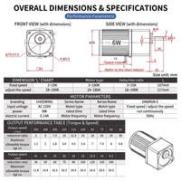 Moteur à engrenages micro AC 6W 60mm avec boîte de vitesses 220V monophasé, contrôle de vitesse, réducteur pour machines de marquage laser CNC