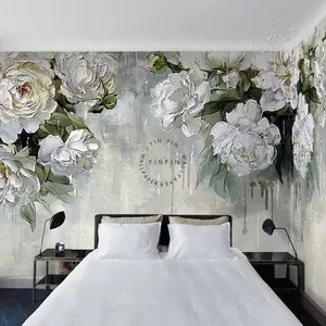 ورق حائط مجسم ثلاثي الأبعاد على الطراز الأوروبي ، لوحة زهرية زهرية لغرفة المعيشة وغرفة النوم ، لوحة زيتية عتيقة من الورد