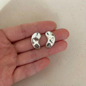S925 Sterling <b>Silver</b> Irregular Geometric <b>Stud</b> Earrings For Women Everyday Wear - Product Image 4