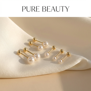 RINHOO 2 Piezas, Aretes de Perlas con Baño de PVD de 18k en Acero Inoxidable 316L, para Mujeres y Hombres, Piercing de Cartílago, Joyería para Fiesta, Regalo - Product Image 5