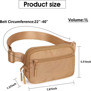 卸売カスタム新着トレンディなファニーパックナイロンウエストベルトバッグユニセックスジッパーランニングベルトメッセンジャーショルダーバッグ - Product Image 3