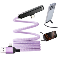Cable Magnético Autoorganizable de Carga Rápida de 60W, Soporte para Teléfono, Cable USB C Trenzado con Múltiples Interfaces para Viajes y Oficina