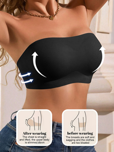 Sujetador sin tirantes HY Ice Silk Smooth No Trace con cierre trasero ajustable, efecto lifting y moldeador para atuendos con hombros descubiertos - Product Image 4