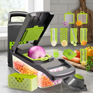 Coupe-légumes manuel multifonction 16-en-1 en plastique PP, trancheuse, hachoir, râpe à pommes de terre et légumes, broyeur alimentaire - Product Image 3