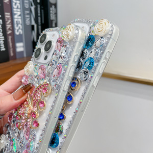เคสโทรศัพท์มือถือ iPhone 17 ซีรีส์ ประดับเพชรคริสตัลรูปผีเสื้อและดอกไม้ งานแฮนด์เมด หรูหรา วิบวับ ขายส่ง - Product Image 6