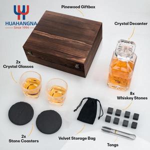 5 Pack <b>Whiskey</b> <b>Decanter</b> Gift Box Custom Etched Whisky <b>Set</b> With 4 Tumbler Glasses and 8 Stones in Wooden - Product Image 4