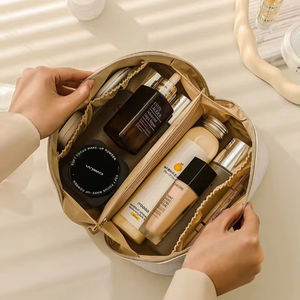 Sac de toilette multifonctionnel pour femmes, en cuir PU de haute qualité, sac cosmétique, sac de rangement pour maquillage, vente en gros - Product Image 2