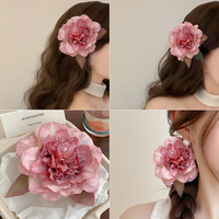 Pasador de Pelo con Flor de Té de Montaña y Peonía, Estilo Playero, Pinza de Pelo con Forma de Pico de Pato, Flor de Huevo, 10 cm, Accesorio