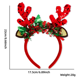 BF-41 nouveau Design noël rouge paillettes cerf cheveux bandeau chapeau pour la décoration <span class=keywords><strong>de</strong></span> fête <span class=keywords><strong>de</strong></span> noël - Product Image 6
