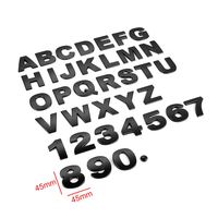 Nouveau Lot de Chiffres et Lettres 3D DIY de 45-25 mm, Emblème Adhésif Chromé Noir Numérique pour Voiture et Moto