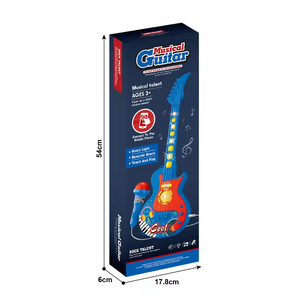 Blue Kids Karaoke Singing Machine Kit de guitarra eléctrica barata con micrófono Juego de simulación y juguetes preescolares para niños - Product Image 6