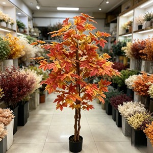 Árbol de Arce Artificial de 3 Tallos y 2 Ramas, Planta de Hojas Rojas Artificiales para Decoración de Jardín Zen y Bonsái, Árbol Resistente a los Rayos UV para Exteriores - Product Image 4
