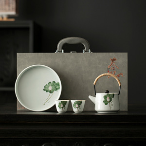 Quick Brew <b>Tea</b> <b>Set</b> With Two <b>Cups</b> Porcelain Teapot And Tray Portable For Business Gifts Dehua County Origin - Product Image 1