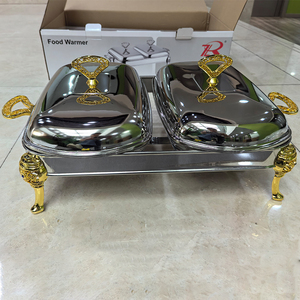 Recipientes para Buffet de Acero Inoxidable con Doble Fondo de Vidrio y Estufa de Alcohol para Catering en Restaurantes - Product Image 3