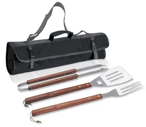 Houten Handvat Roestvrijstalen Bbq Grill Gereedschapset Barbecue Set Bbq Gereedschap Bbq Gereedschapsset