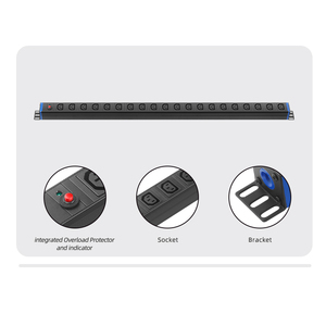 1U Rackmount <span class=keywords><strong>PDU</strong></span> với 20 IEC C13 cửa hàng bảo vệ quá tải & chỉ số ánh sáng 10A 250Vac cho tủ máy chủ <span class=keywords><strong>PDU</strong></span> USA - Product Image 4