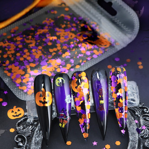 Halloween Nail Art paillettes paillettes 3D holographique araignée citrouille sorcière chauve-souris confettis paillettes pour ongles en acrylique fête d'halloween - Product Image 3