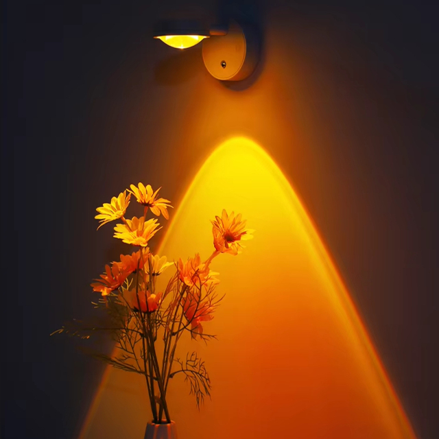 Hot Sale Modern Charging Rechargeable Sunset LED Wall Lamp Creative Sunset Background Spotlight